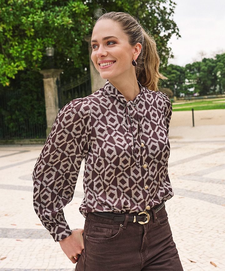 Dames blouse bruin