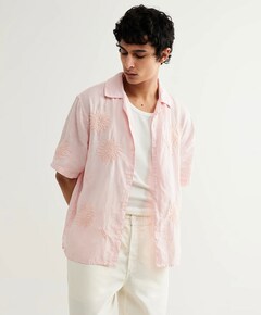 Heren overhemd korte mouw roze