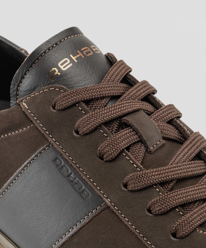 ZACK NUB LTHR heren sneakers bruin