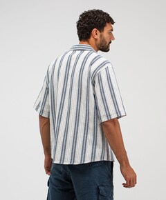 Heren overhemd korte mouw blauw