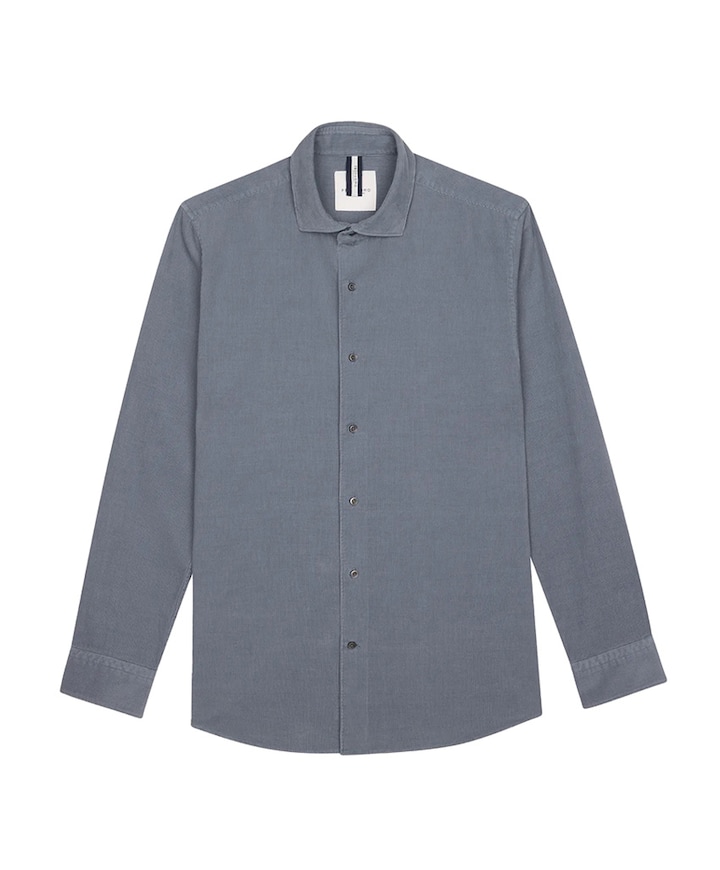 Heren overhemd lange mouw blauw