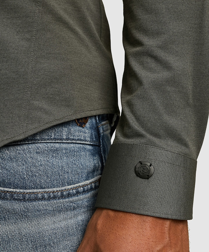 Heren overhemd lange mouw groen