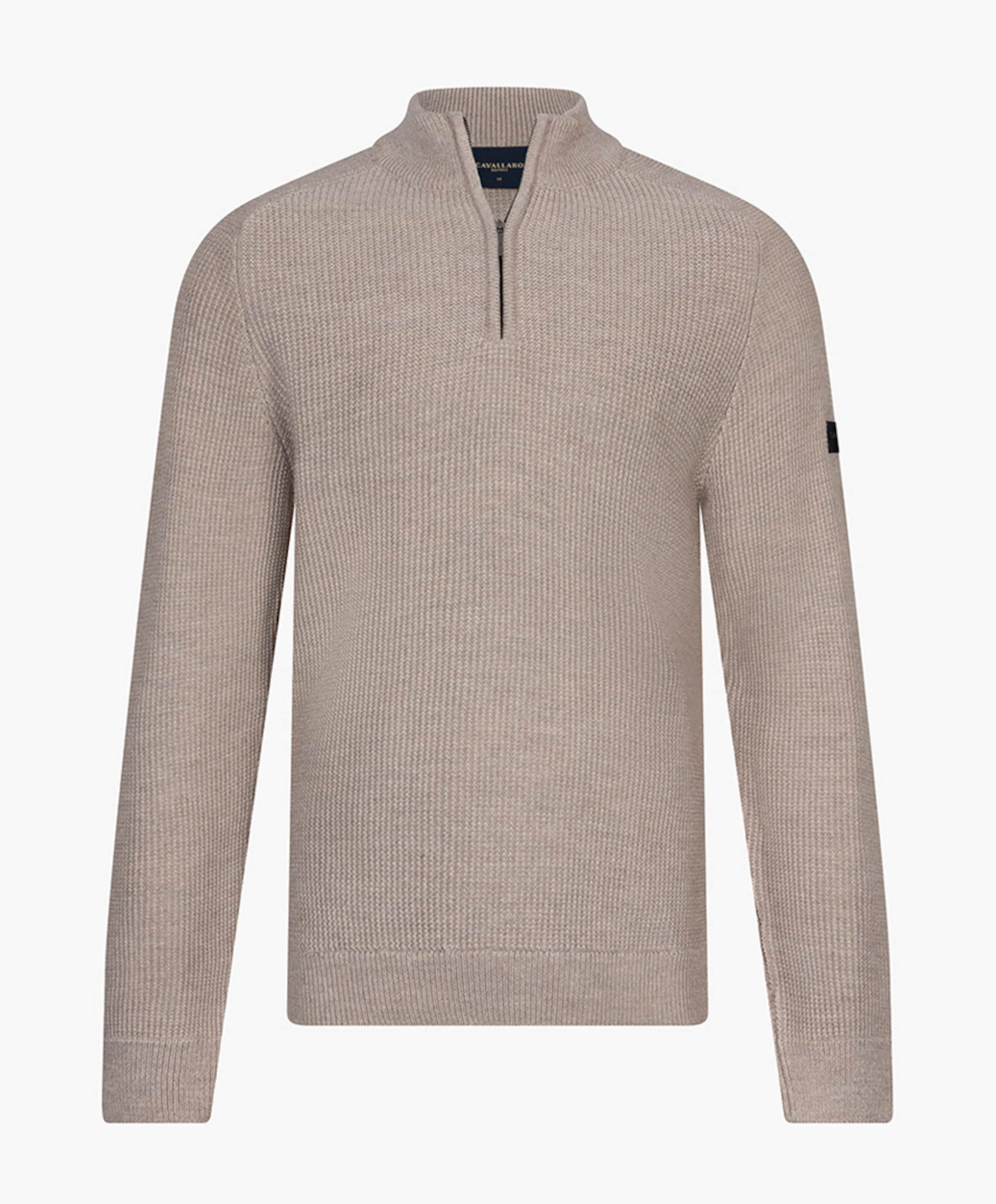Heren trui met rits beige