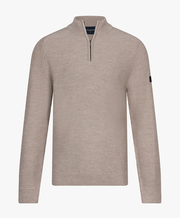 Heren trui met rits beige