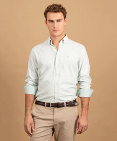 Heren overhemd lange mouw groen