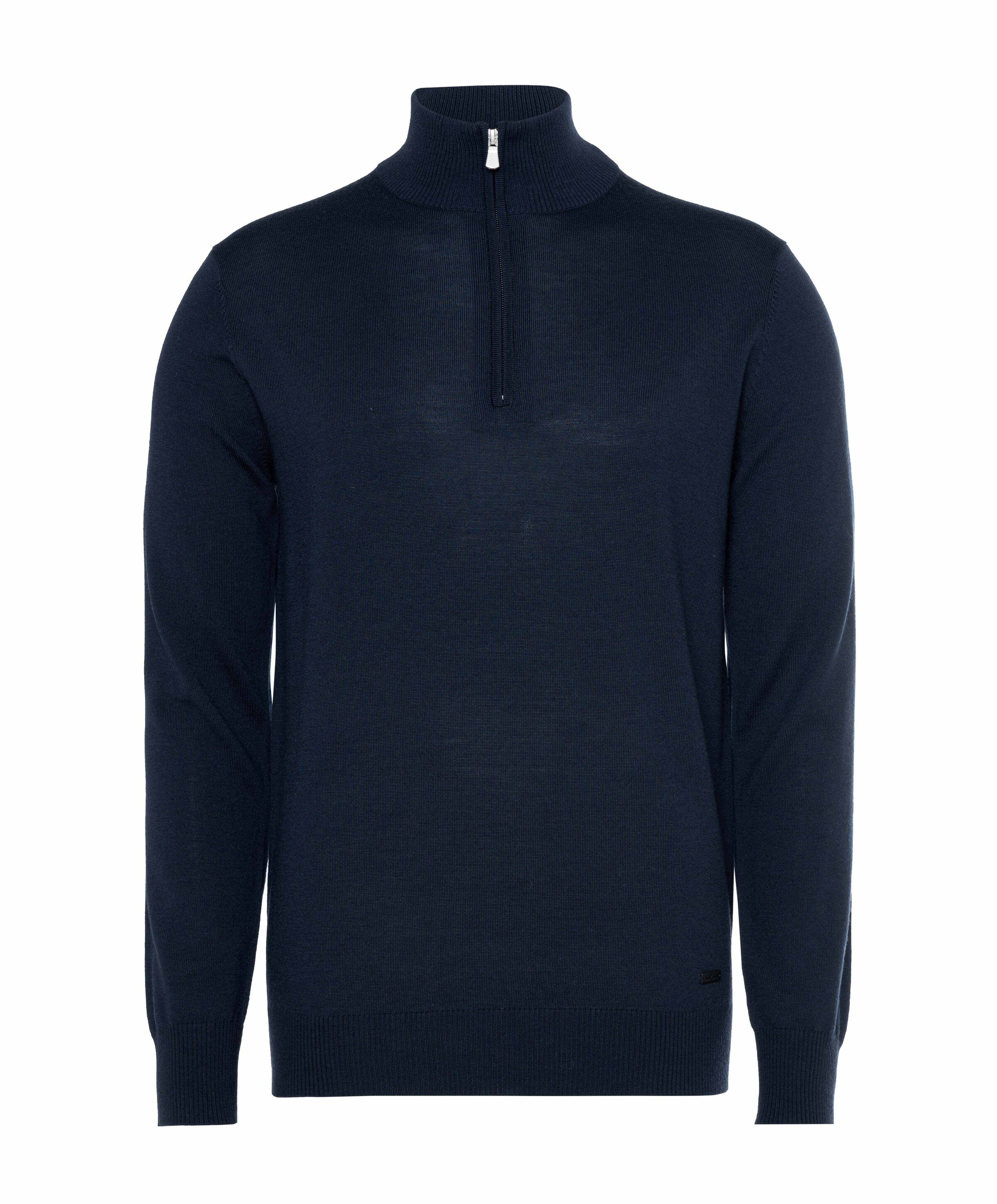 Heren trui met rits blauw