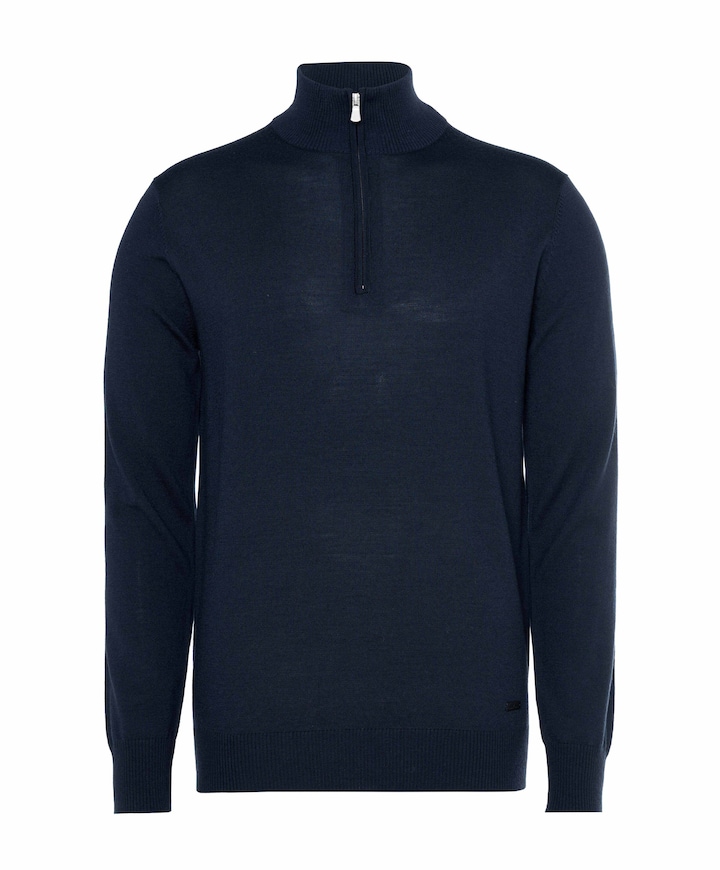 Heren trui met rits blauw