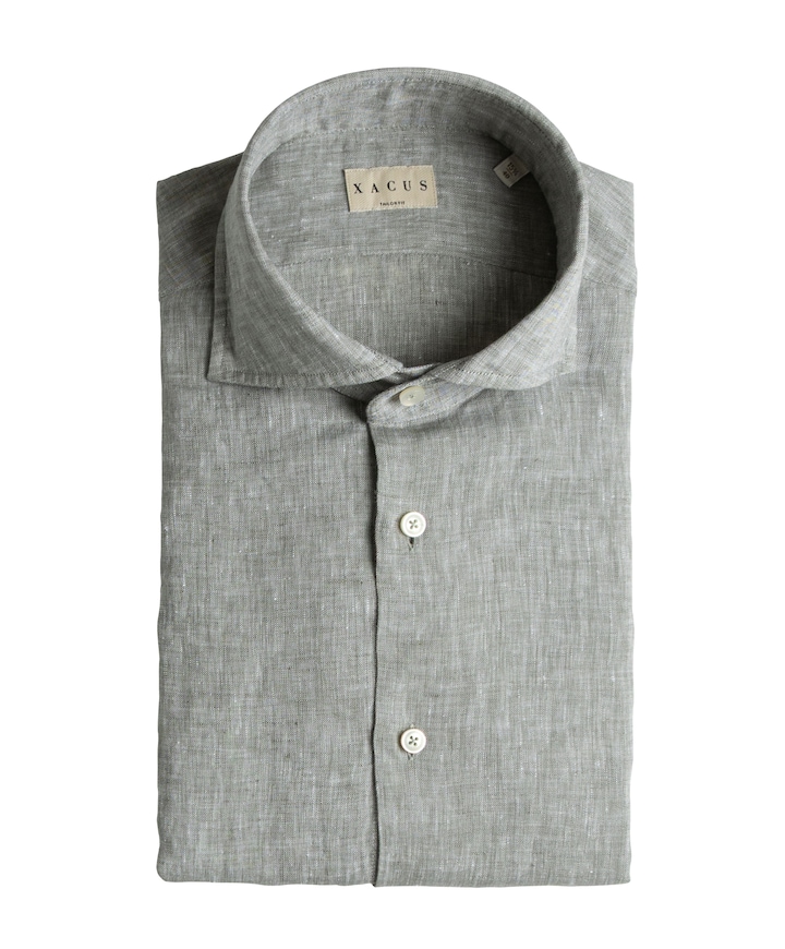 Heren overhemd lange mouw groen