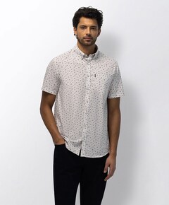 Heren overhemd korte mouw blauw