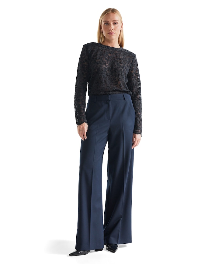BERRA wb 403 extra wide leg long contrast ch dames broek blauw