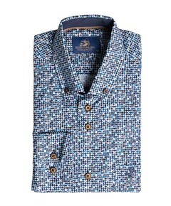 Heren overhemd lange mouw blauw