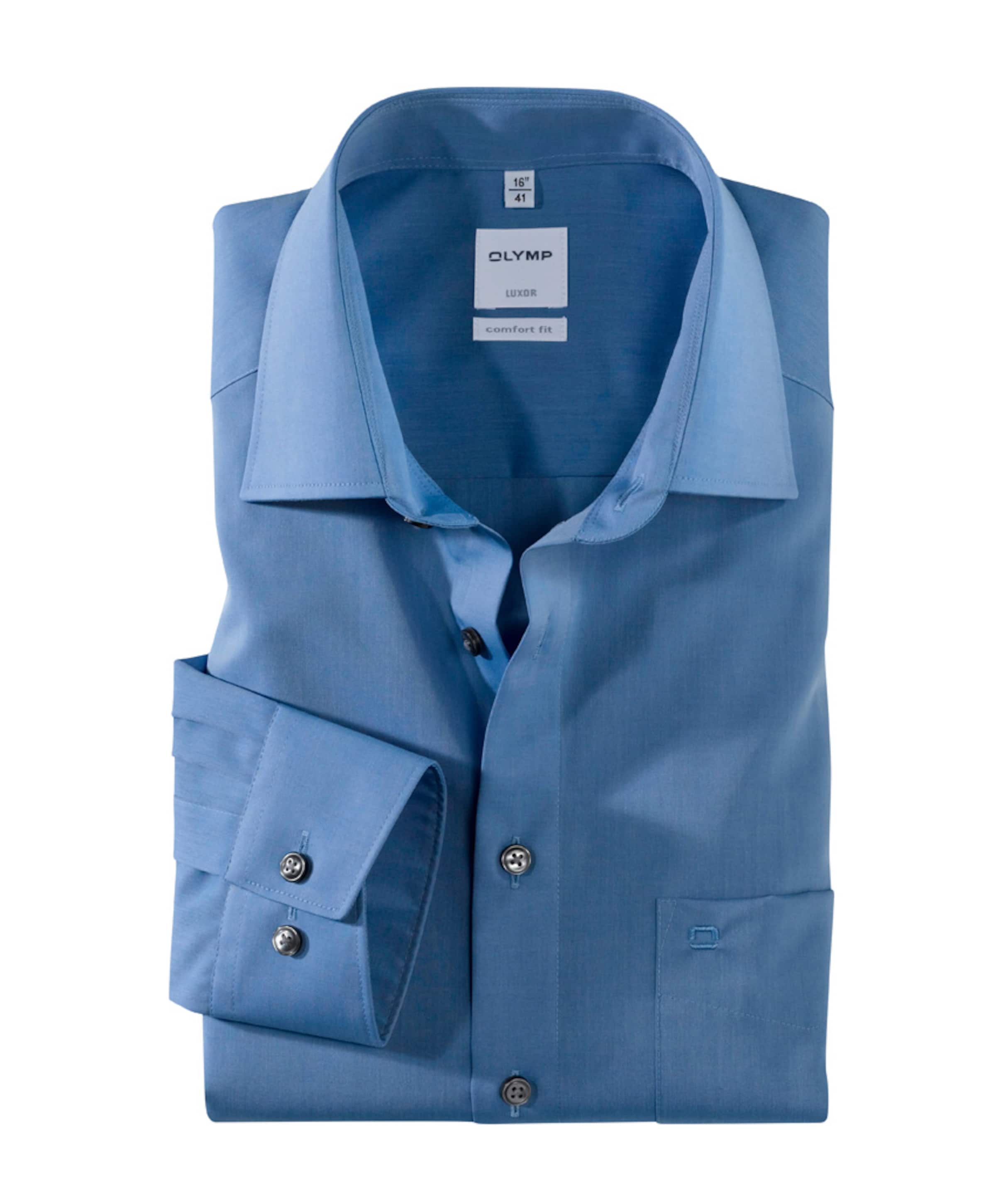 Heren overhemd lange mouw blauw