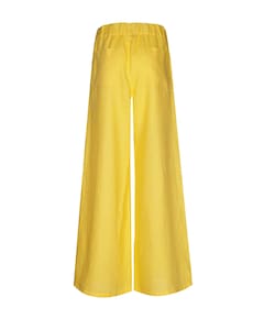 linnen effen recht dames broek geel
