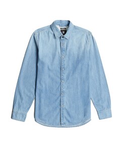 Heren overhemd lange mouw blauw