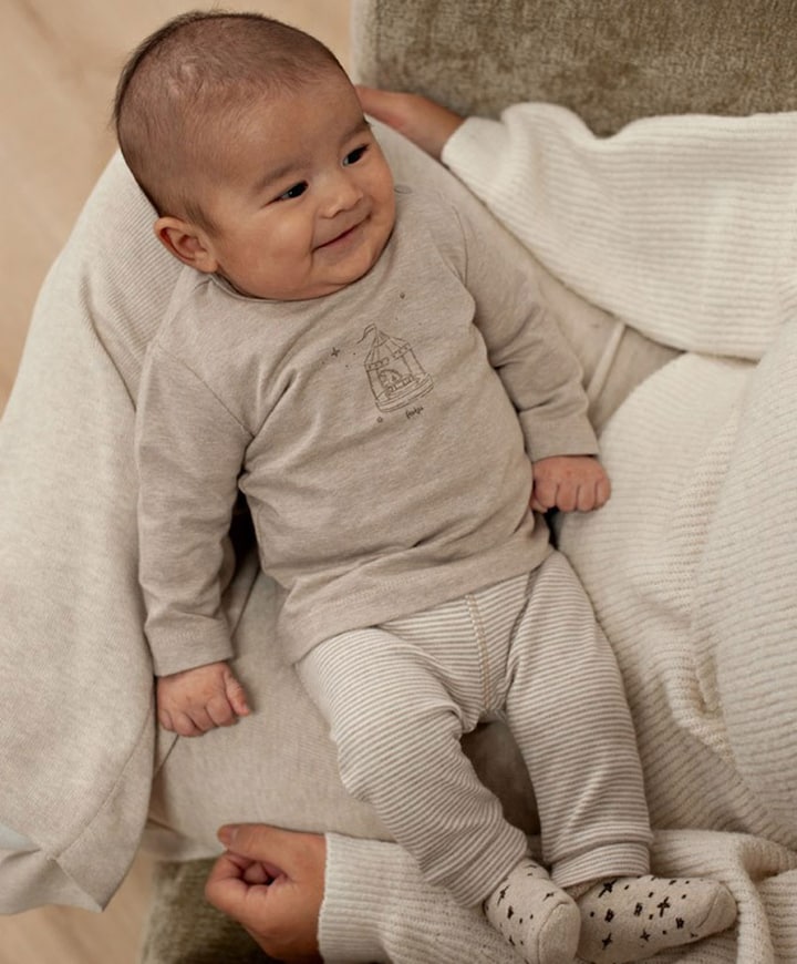 Broek streep uniseks broek  bruin