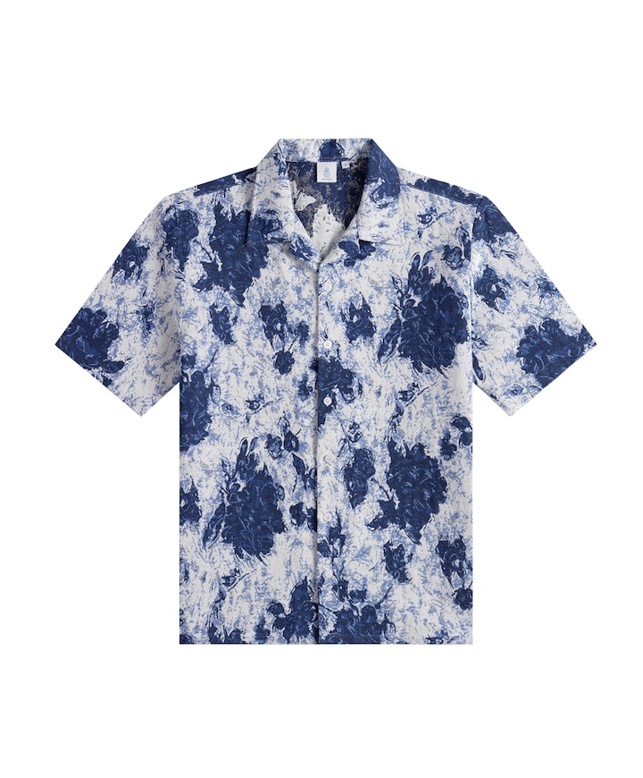 Heren overhemd korte mouw blauw