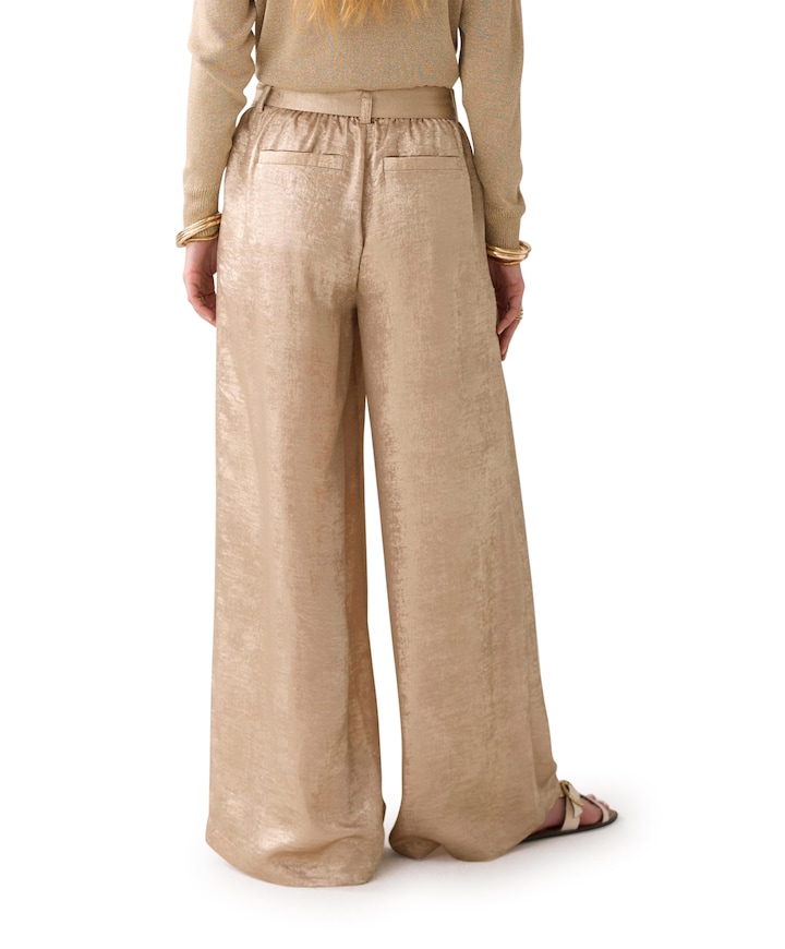 Metallic Lamee broek beige