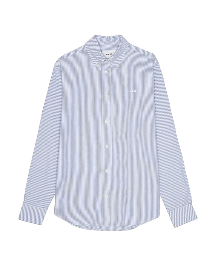 Heren overhemd lange mouw blauw