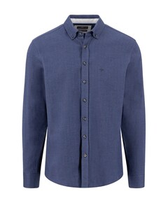 Heren overhemd lange mouw blauw