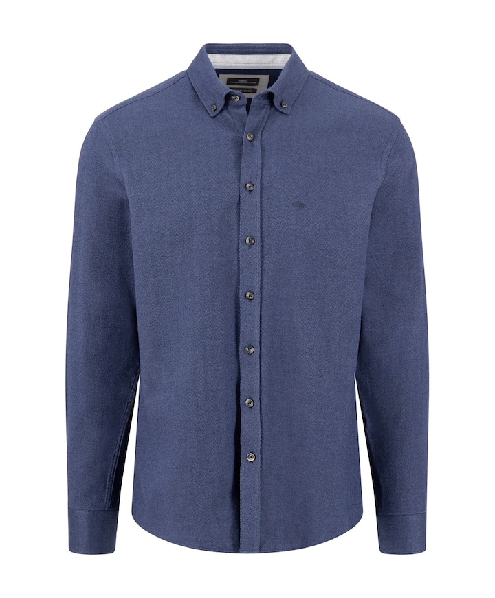 Heren overhemd lange mouw blauw