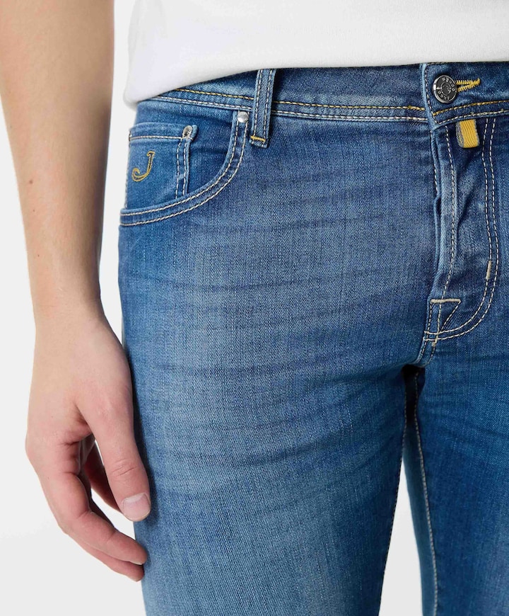 Nick Slim 5 Pocket heren jeans blauw