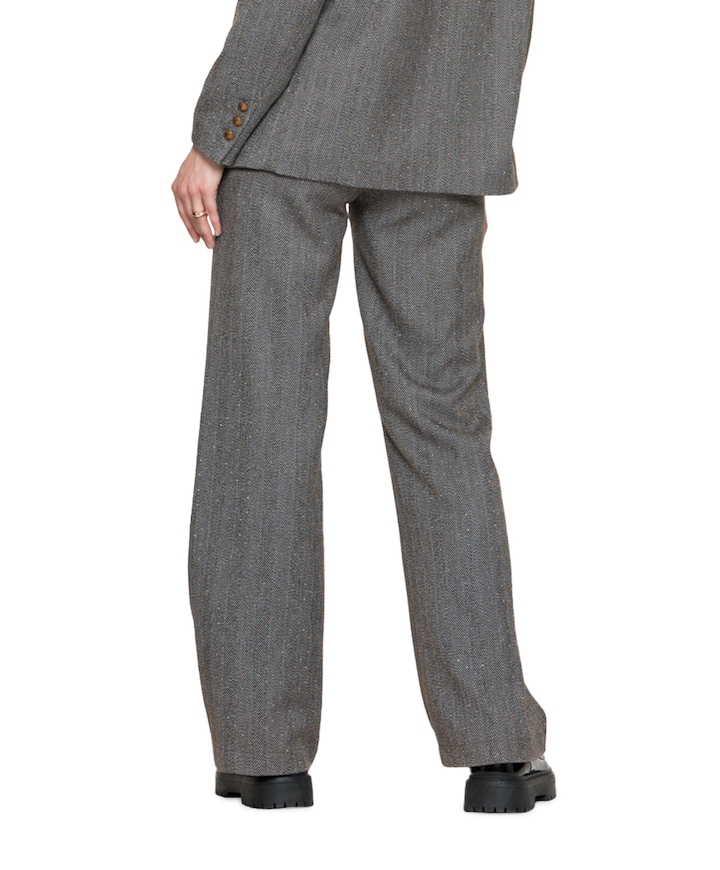 Herringbone + stones broek grijs