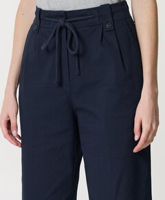 Geweven met strikkoord dames broek blauw