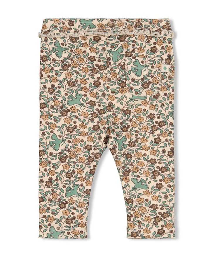 Legging rib AOP meisjes broek ecru