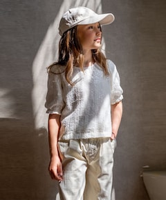 Meisjes blouse korte mouw ecru