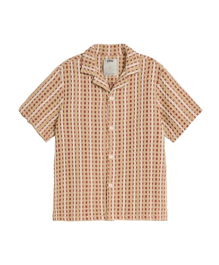 Heren overhemd korte mouw rood