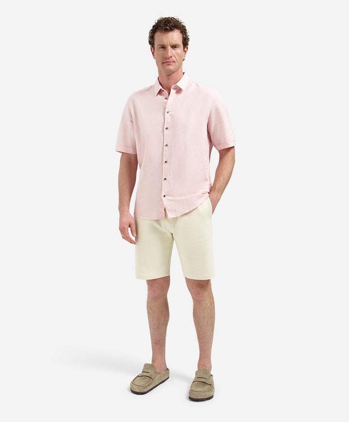 Heren overhemd korte mouw roze