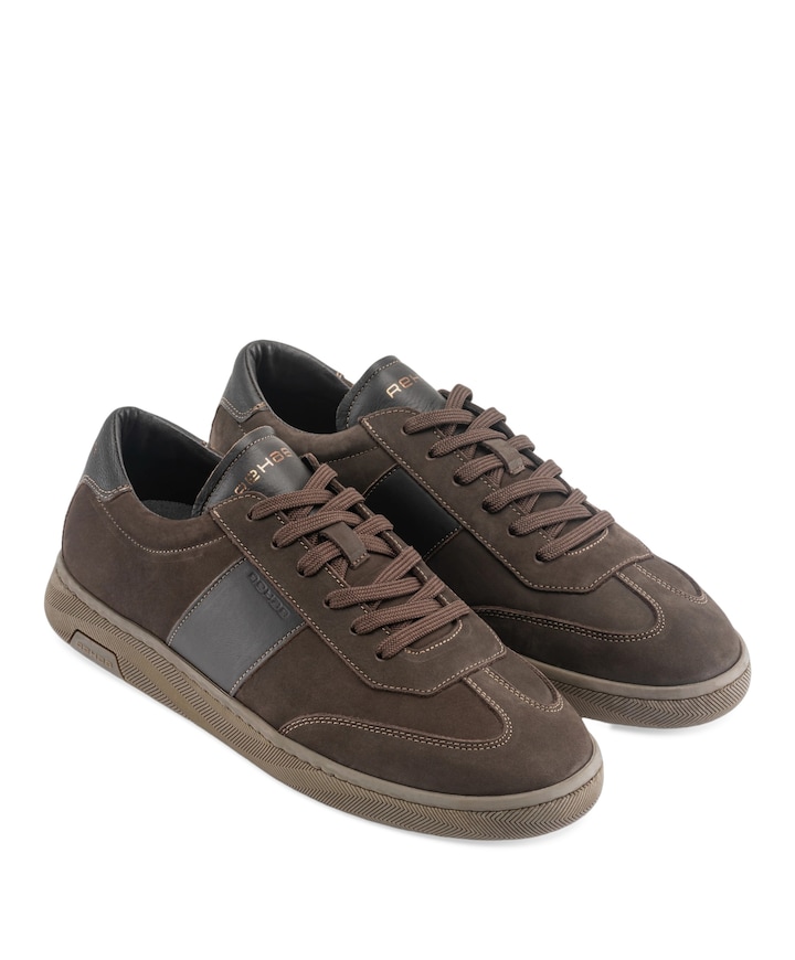 ZACK NUB LTHR heren sneakers bruin