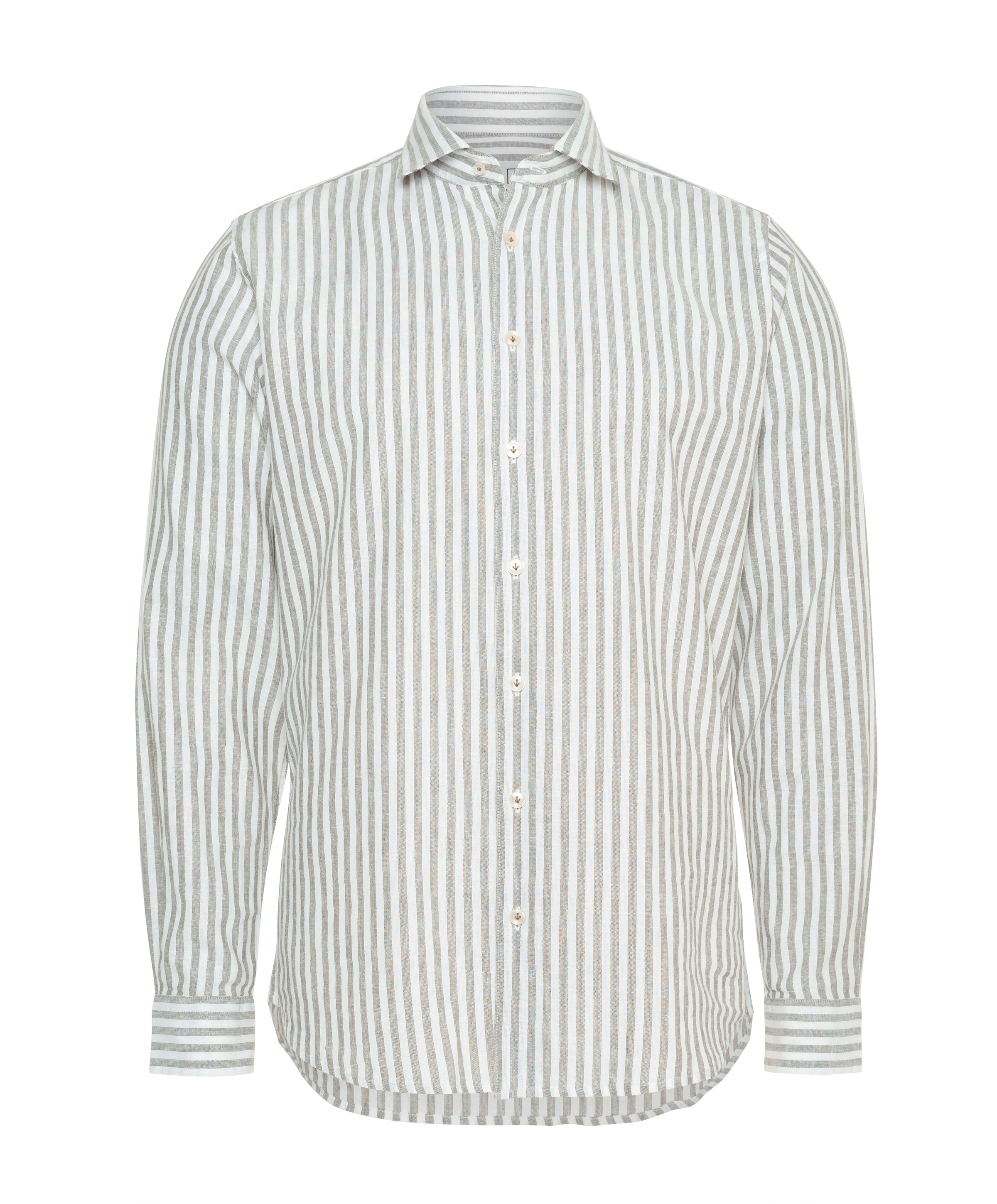 Heren overhemd lange mouw bruin