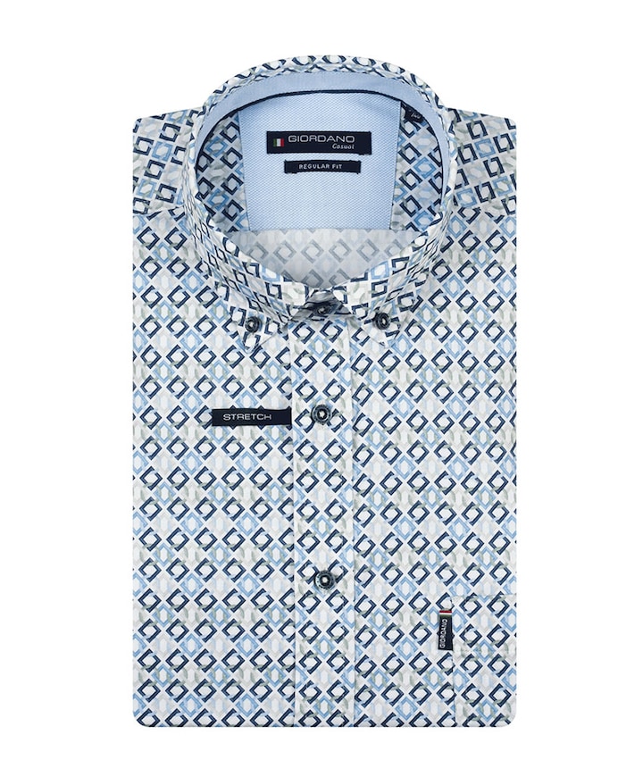 Heren overhemd lange mouw blauw