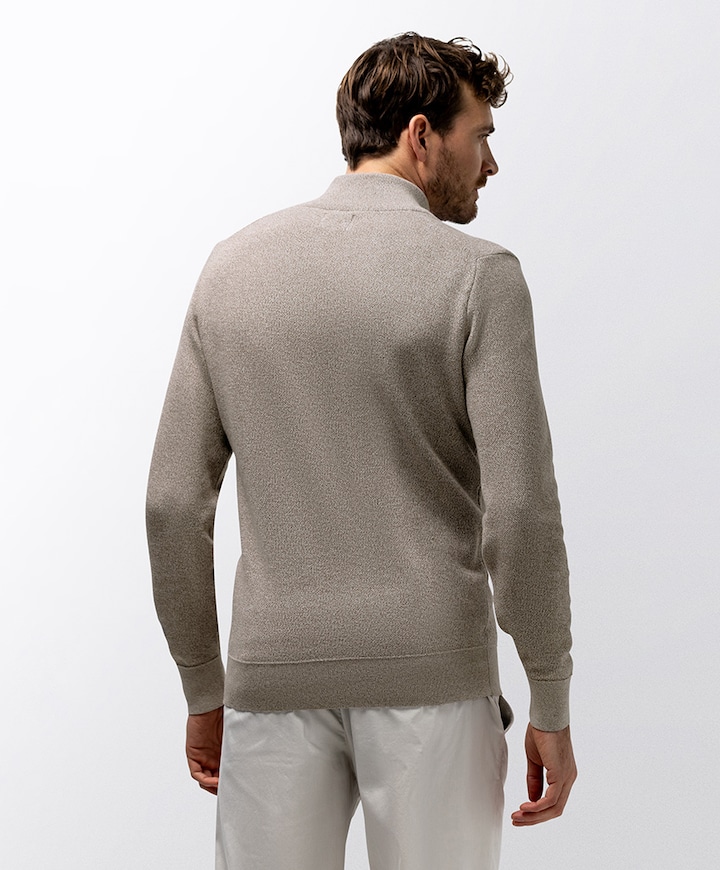 Heren trui met rits beige