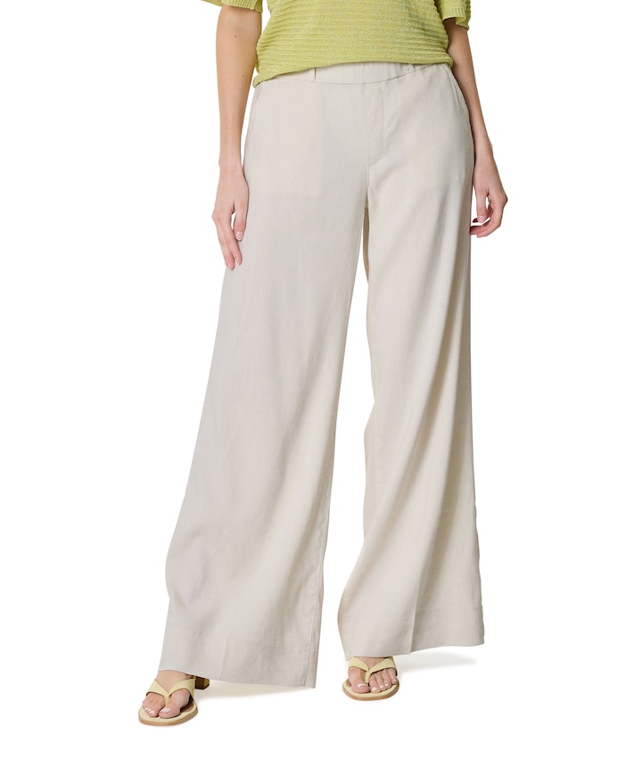 Lizzy - Flowy Linen - 637 - Light O dames broek beige