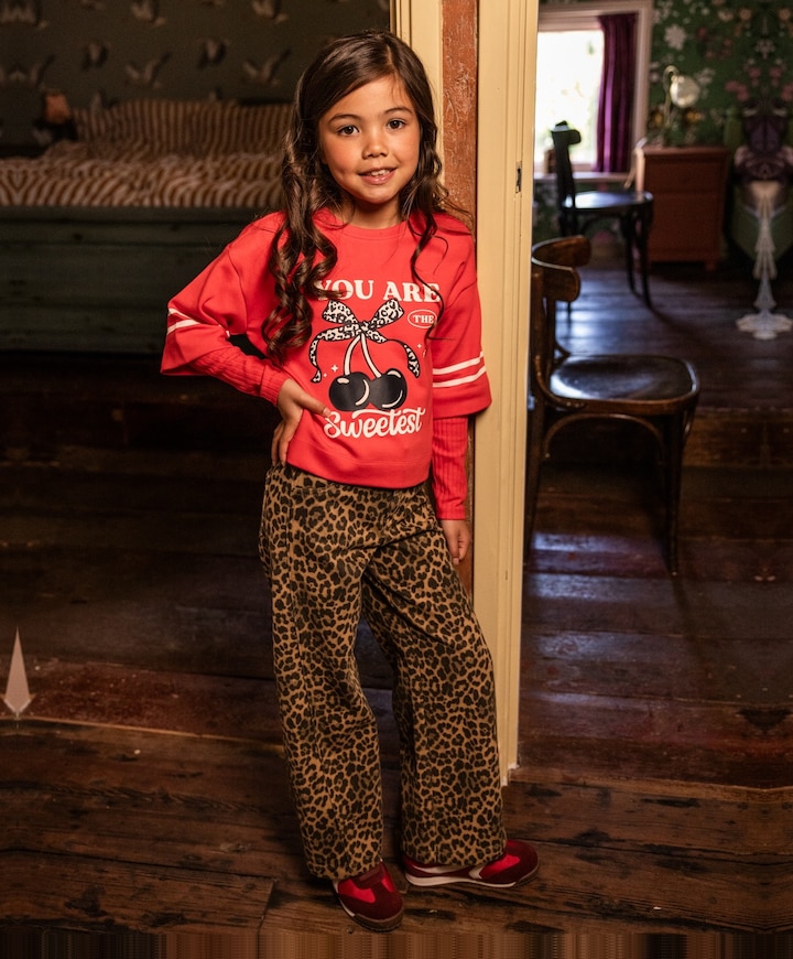 Little leopard jeans meisjes jeans bruin