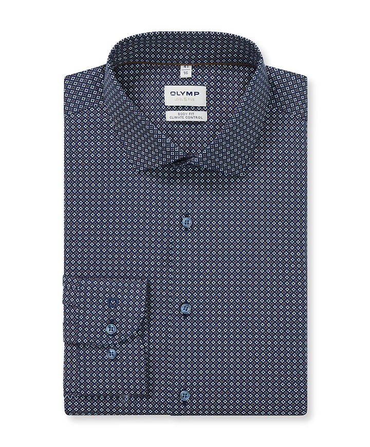 Heren overhemd lange mouw blauw