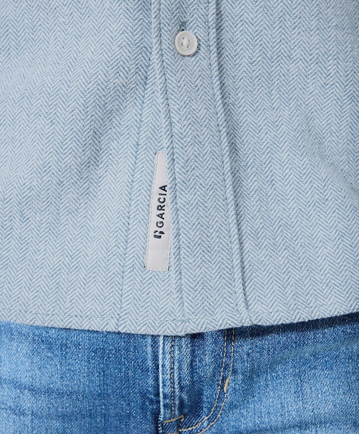 Heren overhemd lange mouw blauw