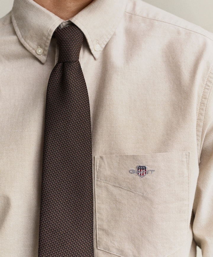 Heren overhemd lange mouw beige
