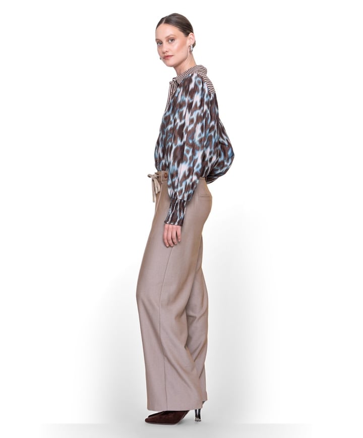 Fancy waistband dames broek beige