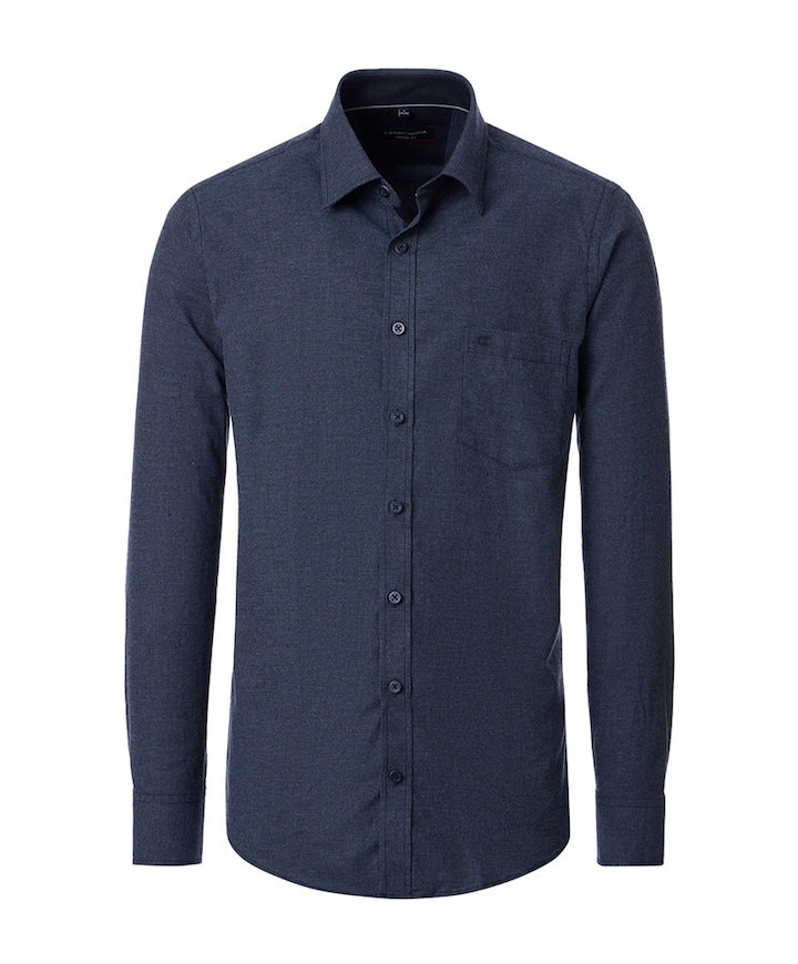 Heren overhemd lange mouw blauw