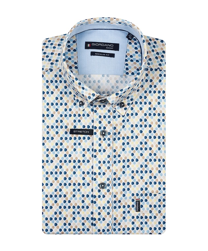 Heren overhemd korte mouw geel