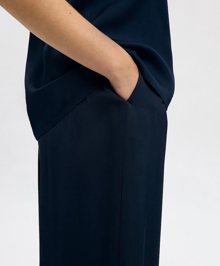 SLFLEONORE HW WIDE PANT B dames broek blauw