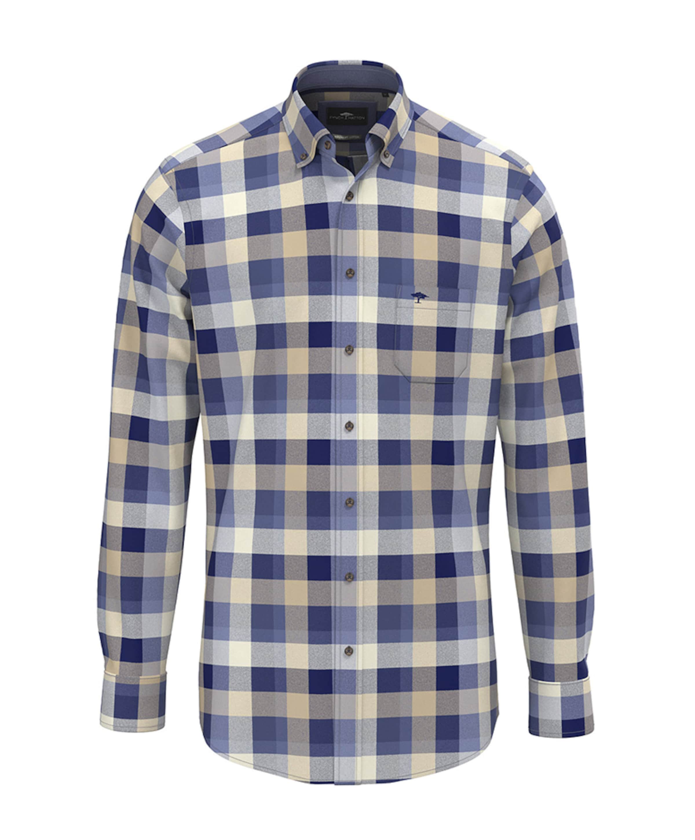 Heren overhemd lange mouw blauw