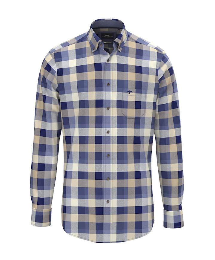 Heren overhemd lange mouw blauw