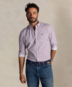 Heren overhemd lange mouw rood