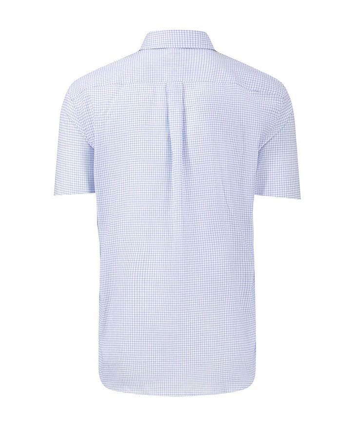 Heren overhemd korte mouw blauw