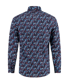 Heren overhemd lange mouw blauw