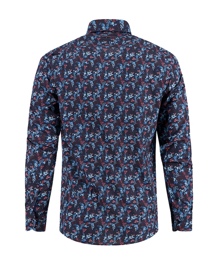 Heren overhemd lange mouw blauw